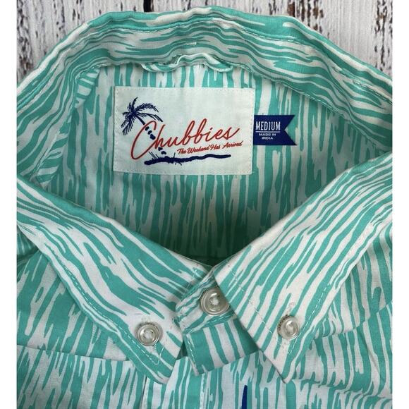 Chubbies Mens M Reverse Print Gradient Ombré Popover Shirt Short Sleeve Collared - Picture 2 of 3